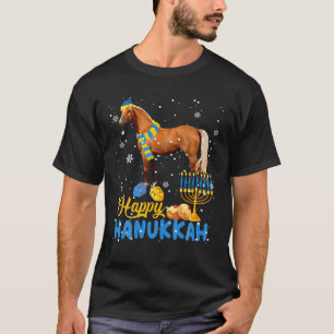 Happy Hanukkah Cute Hanukkah Horse Menorah Jewish T-shirt