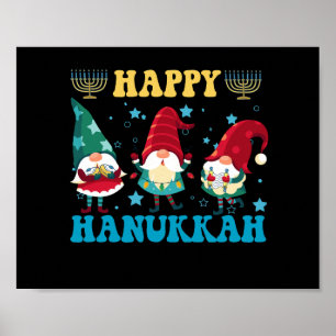 Happy Hanukkah Cute Jewish Magical Gnomes Gift Poster