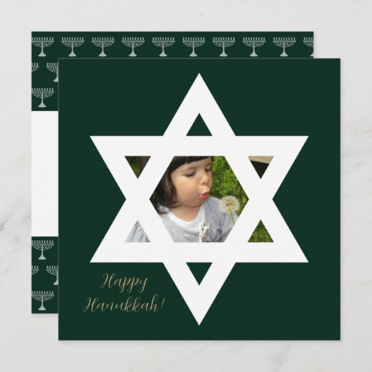 Happy Hanukkah Cute Photo Kaart (Voorkant / Achterkant)