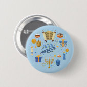 Happy Hanukkah Cute Ronde Button 5,7 Cm (Voorkant /achterkant)