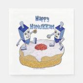 Happy Hanukkah Dancing Dreidels Doughnut Napkins Servet (Voorkant)