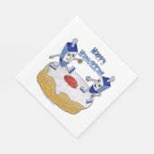 Happy Hanukkah Dancing Dreidels Doughnut Napkins Servet (Hoek)
