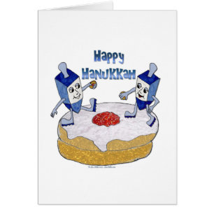 Happy Hanukkah Dancing Dreidels Jelly Doughnut
