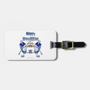 Happy Hanukkah Dancing Dreidels Jelly Doughnut Bagagelabel