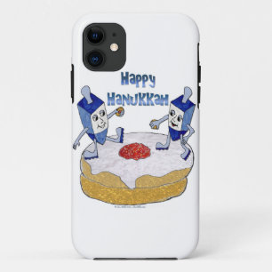 Happy Hanukkah Dancing Dreidels Jelly Doughnut Case-Mate iPhone Case