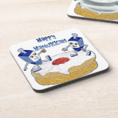 Happy Hanukkah Dancing Dreidels Jelly Doughnut Drankjes Onderzetter (Linkerzijde)