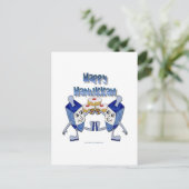 Happy Hanukkah Dancing Dreidels Jelly Doughnut Feestdagenkaart (Staand voorkant)