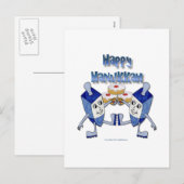 Happy Hanukkah Dancing Dreidels Jelly Doughnut Feestdagenkaart (Voorkant / Achterkant)