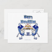 Happy Hanukkah Dancing Dreidels Jelly Doughnut Feestdagenkaart (Voorkant / Achterkant)