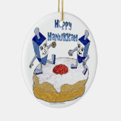 Happy Hanukkah Dancing Dreidels Jelly Doughnut Keramisch Ornament (Rechts)
