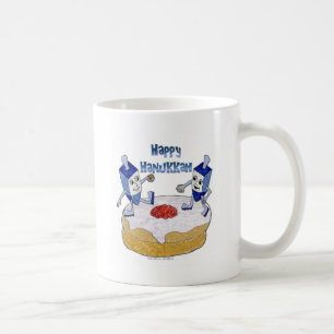Happy Hanukkah Dancing Dreidels Jelly Doughnut Koffiemok