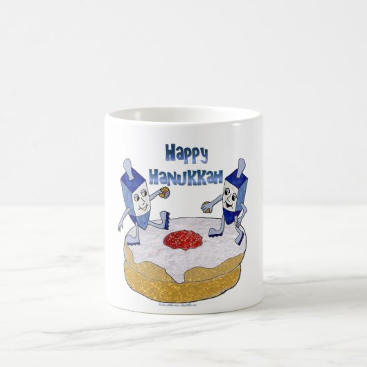 Happy Hanukkah Dancing Dreidels Jelly Doughnut Koffiemok (Center)
