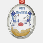 Happy Hanukkah Dancing Dreidels Jelly Doughnut Metalen Ornament (Links)