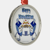 Happy Hanukkah Dancing Dreidels Jelly Doughnut Metalen Ornament (Rechts)