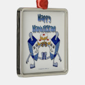 Happy Hanukkah Dancing Dreidels Jelly Doughnut Metalen Ornament (Rechts)