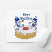 Happy Hanukkah Dancing Dreidels Jelly Doughnut Muismat (Met muis)