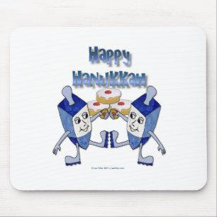 Happy Hanukkah Dancing Dreidels Jelly Doughnut Muismat