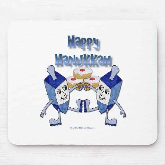 Happy Hanukkah Dancing Dreidels Jelly Doughnut Muismat (Voorkant)