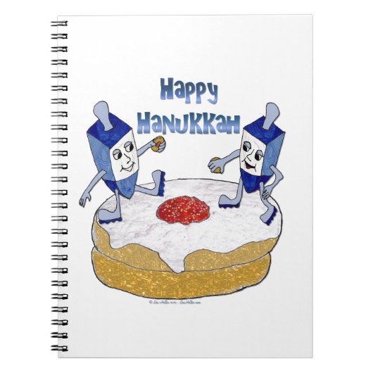Happy Hanukkah Dancing Dreidels Jelly Doughnut Notitieboek (Voorkant)
