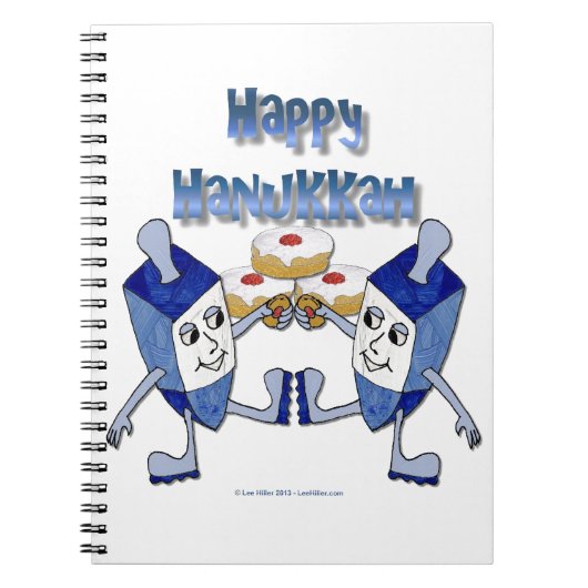 Happy Hanukkah Dancing Dreidels Jelly Doughnut Notitieboek (Voorkant)