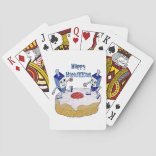 Happy Hanukkah Dancing Dreidels Jelly Doughnut Pokerkaarten
