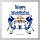Happy Hanukkah Dancing Dreidels Jelly Doughnut Poster (Voorkant)