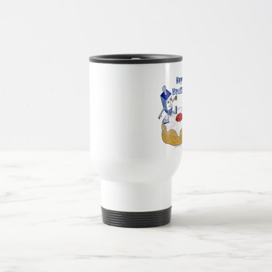 Happy Hanukkah Dancing Dreidels Jelly Doughnut Reisbeker (Center)