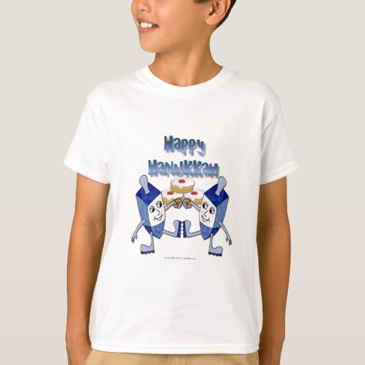Happy Hanukkah Dancing Dreidels Jelly Doughnut T-shirt (Voorkant)