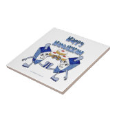 Happy Hanukkah Dancing Dreidels Jelly Doughnut Tegeltje (Zijkant)