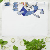 Happy Hanukkah Dancing Dreidels Jelly Doughnut Theedoek (Gevouwen)