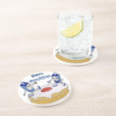 Happy Hanukkah Dancing Dreidels Jelly Doughnut Zandsteen Onderzetter (Zijkant)