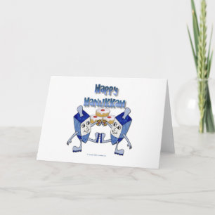 Happy Hanukkah danst Dreidels Feestdagen Kaart