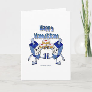 Happy Hanukkah danst Dreidels Feestdagen Kaart
