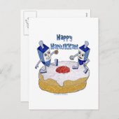 Happy Hanukkah danst Dreidels Feestdagenkaart (Voorkant / Achterkant)