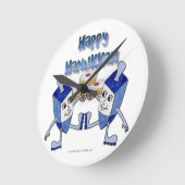 Happy Hanukkah danst Dreidels Ronde Klok (Hoek)