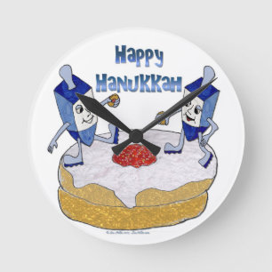 Happy Hanukkah danst Dreidels Ronde Klok