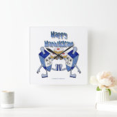 Happy Hanukkah danst Dreidels Vierkante Klok (Huis)