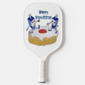 Happy Hanukkah danst droidels op Doughnut Pickleball Paddle (Achterkant)