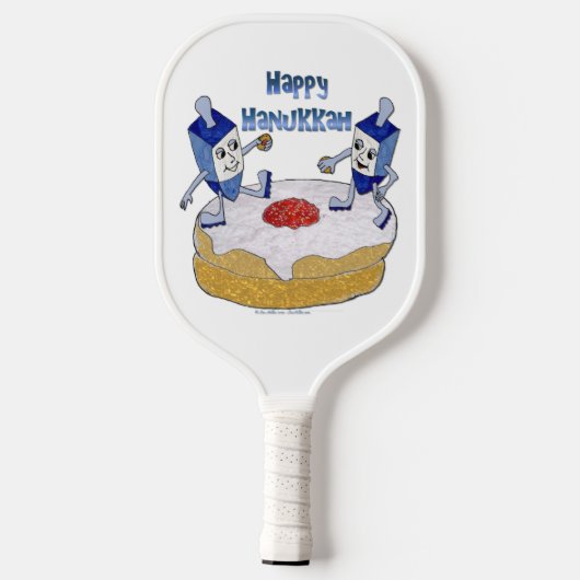 Happy Hanukkah danst droidels op Doughnut Pickleball Paddle (Achterkant)