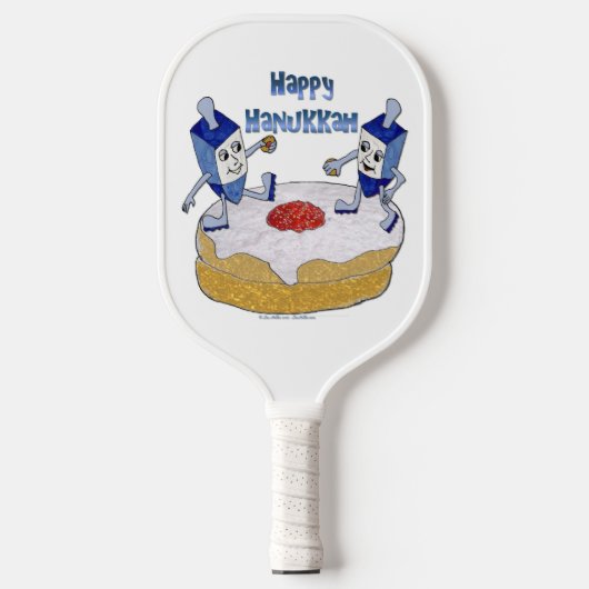 Happy Hanukkah danst droidels op Doughnut Pickleball Paddle (Voorkant)
