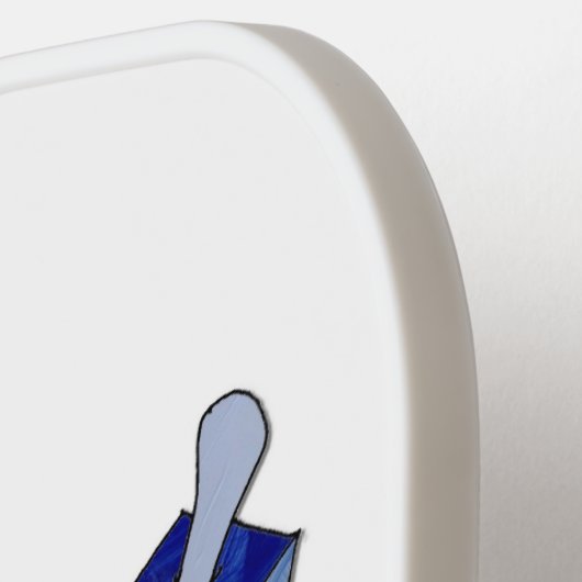 Happy Hanukkah danst droidels op Doughnut Pickleball Paddle (Links Detail)