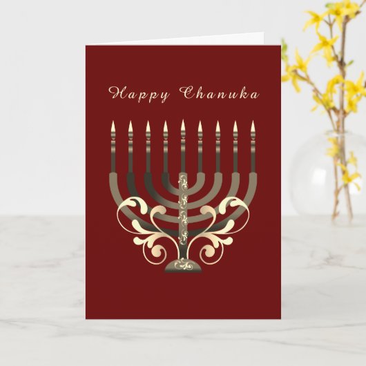 Happy Hanukkah decoratieve menorah Star van David Kaart (Gele Bloem)
