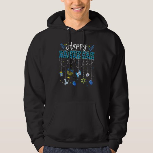 Happy Hanukkah Decorations Dreidel Menorah Chanuka Hoodie (Voorkant)