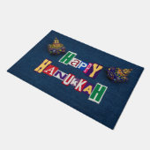 Happy Hanukkah Denim en Dreidels Deurmat (Schuin)