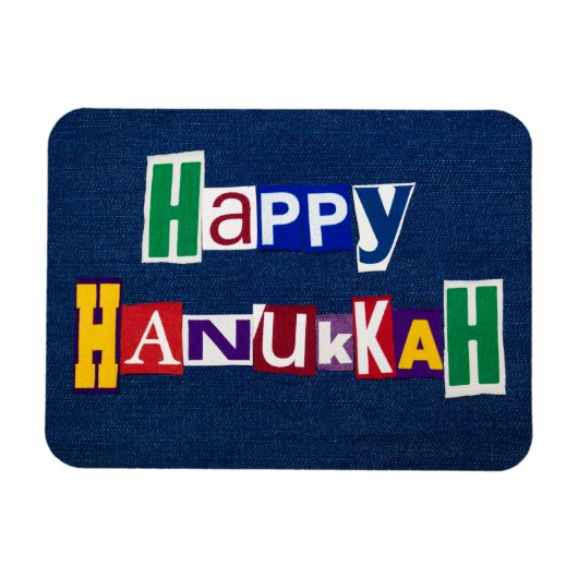 Happy Hanukkah Denim Magneet (Horizontaal)