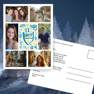 HAPPY HANUKKAH Doodle CUSTOM 6 FOTO Vakantie Briefkaart