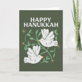 Happy Hanukkah Doves of Peace Feestdagen Kaart (Voorkant)