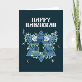 Happy Hanukkah Doves of Peace Star van David Feestdagen Kaart
