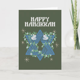 Happy Hanukkah Doves of Peace Star van David Feestdagen Kaart