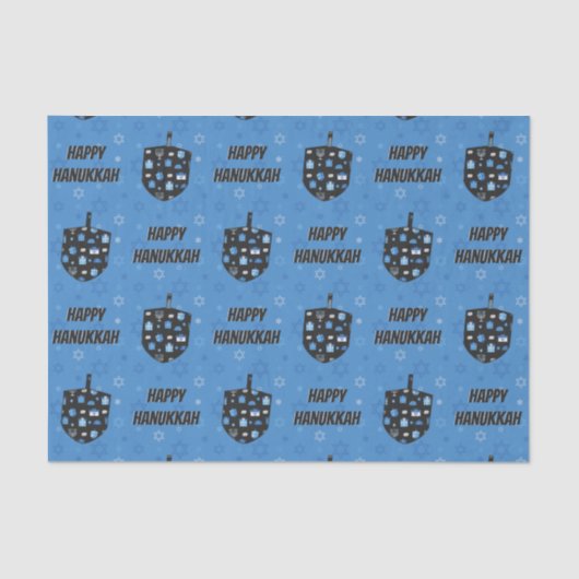 Happy Hanukkah Dreidel Cutout Tissuepapier (Voorkant)